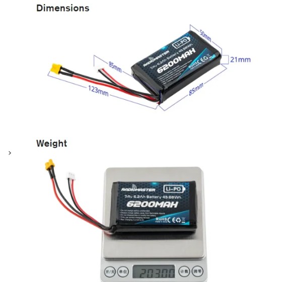 Radiomaster 2S 7.4V 6200mAh Battery JST-XH XT30 Boxe/TX16S Universal Module Remote Controller Racing Drone